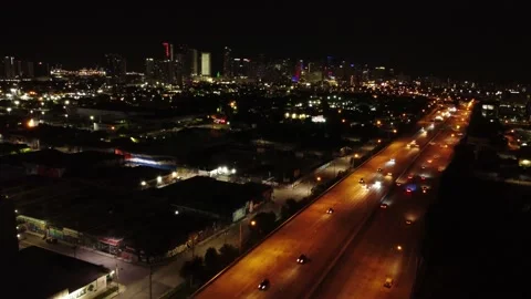 Miami highway at night Stock Footage 158955614