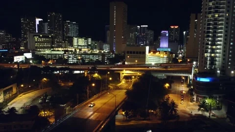Miami highway at night Stock Footage 162343633