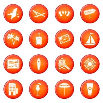 Miami icons set Ilustración de archivo