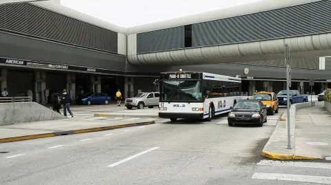 Miami International Airport Public Bus Stock Footage