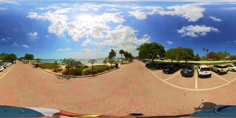 Miami Key Biscayne parking and beach scene shot in 8k 360 motion VR footage Stock Footage 306904902
