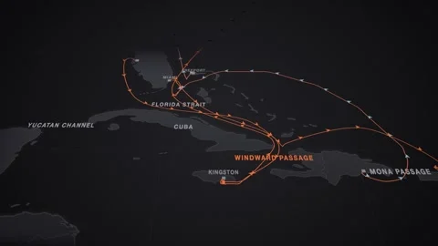 Miami to kingston container trade route map seamless loop Stock Footage 345945372