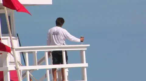 Miami Lifeguard Stock Footage 12384064