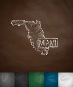 Miami Map icon. Hand drawn vector illustration Illustrazione stock