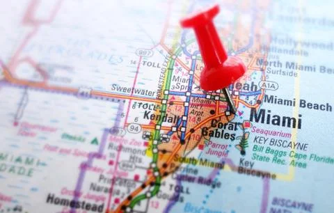 Miami map Stock Photos