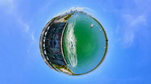 Miami Marine Stadium static tiny planet effect Stock Footage 334794090