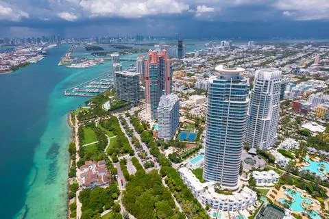 Miami. Miami Beach Florida. Panorama of South Miami Beach FL Stock Photos