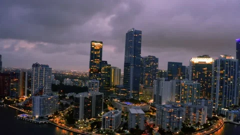 Miami at night four Stock Footage 130867247