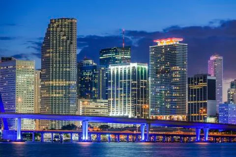 Miami by night Stock Photos
