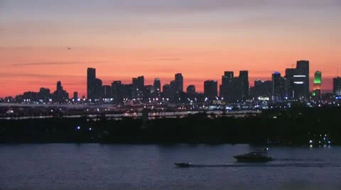 Miami Night Time Stock Footage 12390713