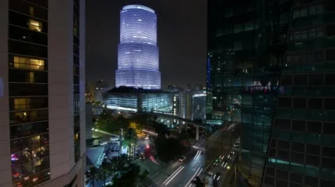 Miami Night Timelapse Stock Footage 49066507