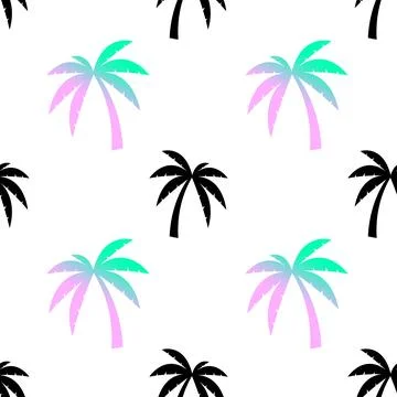 Miami palms seamless pattern background design Stock Illustration