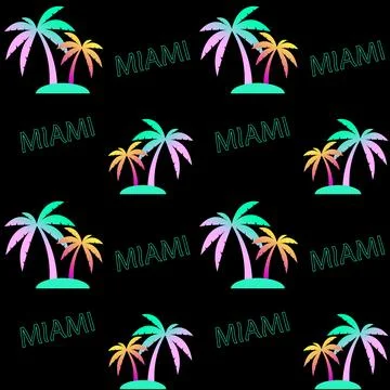Miami palms seamless pattern background design Illustrazione stock