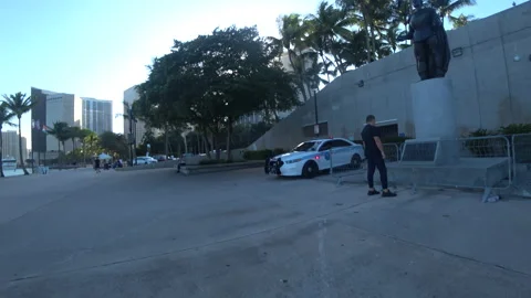 Miami POV Drive Tour Downtown Bayside Market Bayfront Park Biscayne Blvd Stock-Footage 157742657