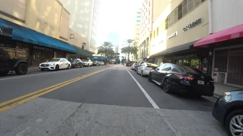 Miami POV Drive Tour Downtown Bayside Market Bayfront Park Biscayne Blvd Stock-Footage 157742953
