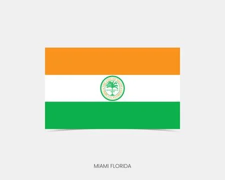 Miami Rectangle flag icon with shadow. Illustrazione stock