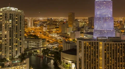 Miami River and Freeway Traffic 4K Timelapse Video stock 51877295