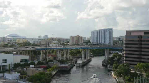 Miami River - Marlins Stadium - 4K Stock Footage 61158018