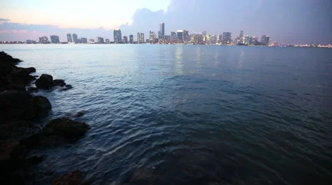 Miami skyline after sunset Stock Footage 49641206