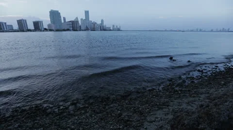Miami Skyline From The Beach Stock-Footage 27125030