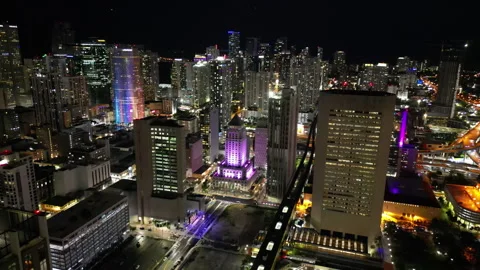 Miami Skyline Colors Stock Footage 247690870