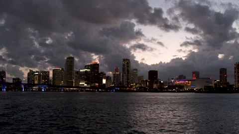 Miami Skyline Dusk Stock Footage 131867875
