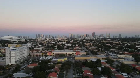 Miami Skyline at dusk Stock Footage 146408875