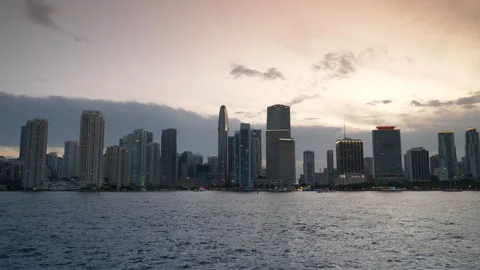 Miami Skyline Dusk Stock Footage 316422619