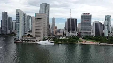 Miami Skyline flyby Stock Footage 133856245