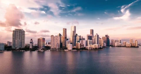 Miami Skyline Hyperlapse Stock Footage 169192632