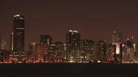 Miami Skyline at Night Video stock 19261876