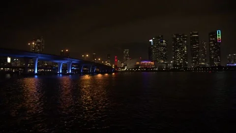 Miami skyline night Stock Footage 131867871