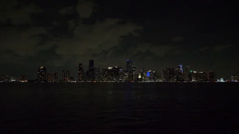 Miami Skyline at Night Stock Footage 316423100
