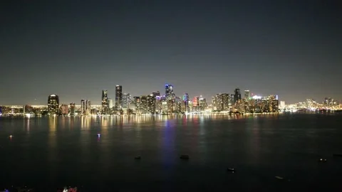 Miami skyline by night in hyperlapse Video stock 230544535