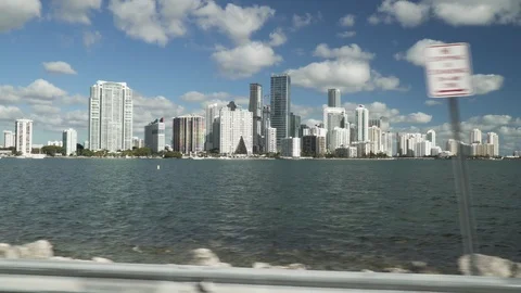 Miami Skyline with Ocean Video stock 104579036