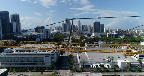 Miami skyline on the other side of the construction crane Stock Footage 197050673