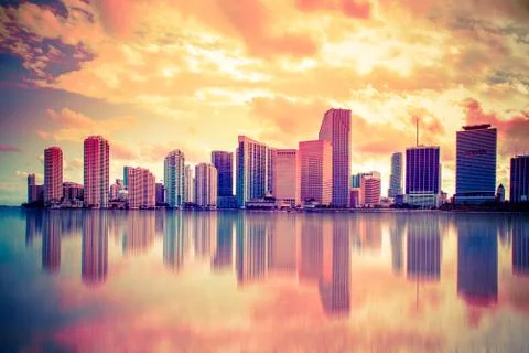 Miami skyline Stock Photos