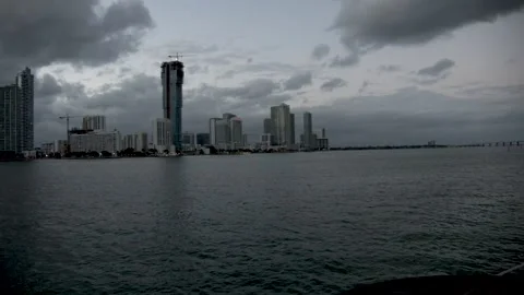 Miami Skyline Plane Stock Footage 131867874