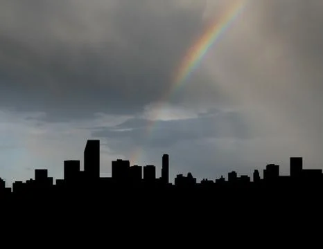 Miami skyline with rainbow Ilustración de archivo