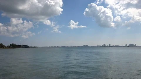 Miami Skyline with Sea Stock Footage 74771708