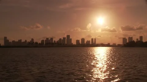Miami Skyline Sunset Video stock 20606009
