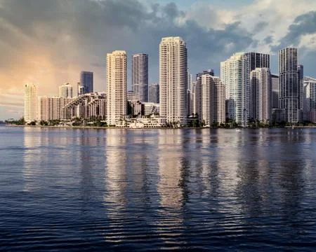 Miami Skyline at Sunset Stock Photos