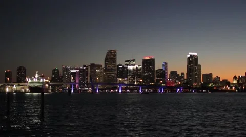 Miami Skyline - Sunset Time Lapse 3 Video stock 49058749