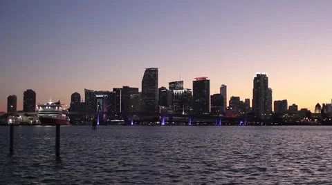 Miami Skyline - Sunset Time Lapse 2 Video stock 49058763
