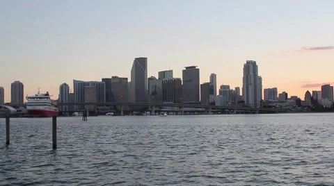 Miami Skyline - Sunset Time Lapse 1 Video stock 49058832