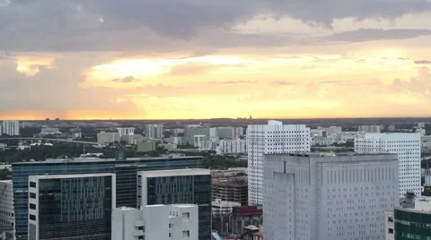 Miami Skyline Time Lapse at Sunset - 5K Speed Video stock 64977989