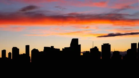 Miami Skyline, Time Lapse at Twilight, Florida, USA Stock Footage 136195542