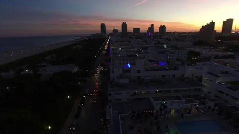 Miami South Beach Sunset Stock Footage 71497770