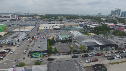 Miami streets aerial drone footage 4k Stock Footage