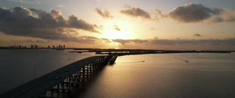 Miami Sunrise-Arial View Stock-Footage 200926708
